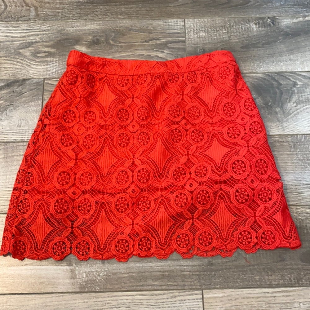 Hollister red lace skirt